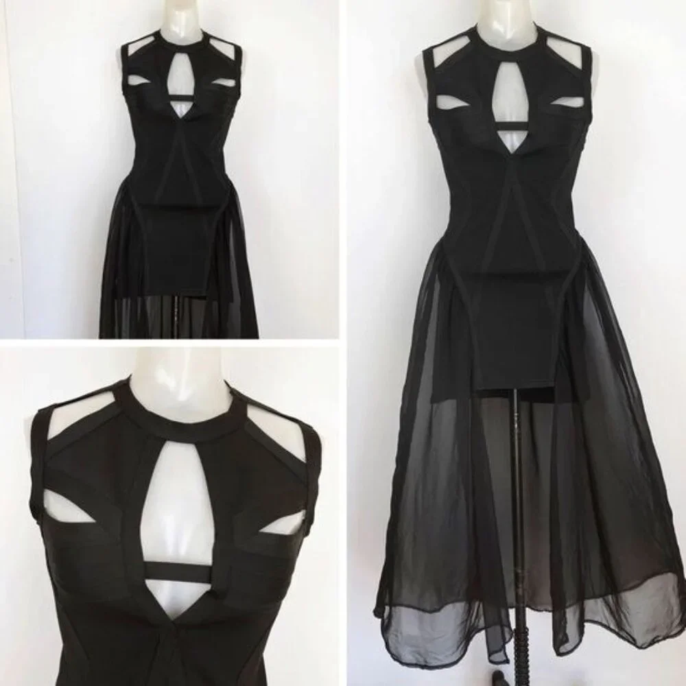 UNIF Godspeed Bandage Cut Out Sheer Maxi Dress size Small - Picture 7 of 13